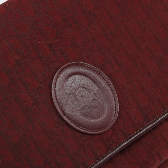 Christian Dior Trotter Canvas Shoulder Bag Red Gold Auth bs32153