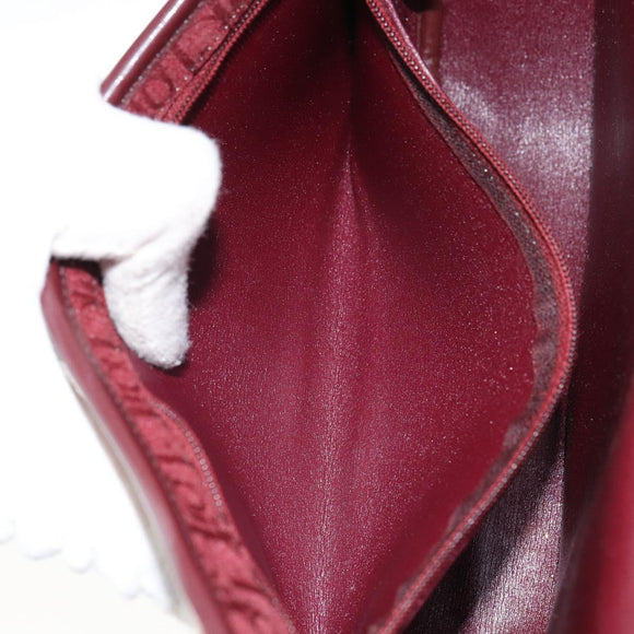 Christian Dior Trotter Canvas Shoulder Bag Red Gold Auth bs32153