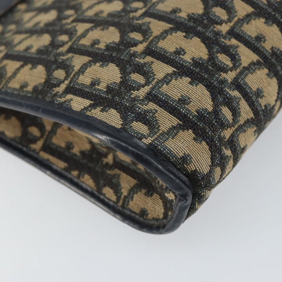 Christian Dior Trotter Canvas Shoulder Bag Navy Gold Auth bs32154
