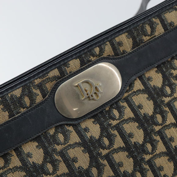 Christian Dior Trotter Canvas Shoulder Bag Navy Gold Auth bs32154