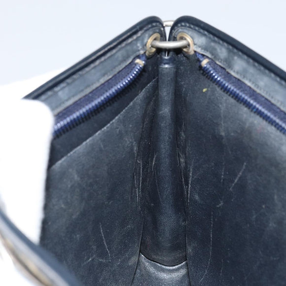Christian Dior Trotter Canvas Shoulder Bag Navy Gold Auth bs32154