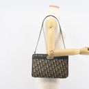 Christian Dior Trotter Canvas Shoulder Bag Navy Gold Auth bs32154-20