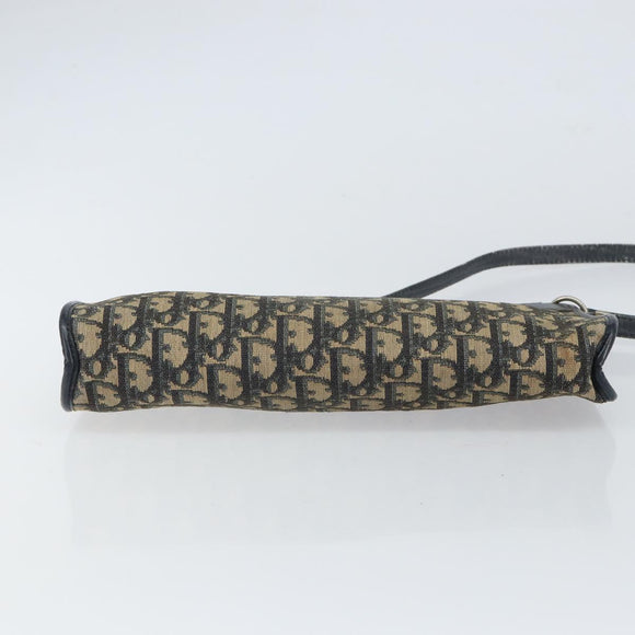 Christian Dior Trotter Canvas Shoulder Bag Navy Gold Auth bs32154