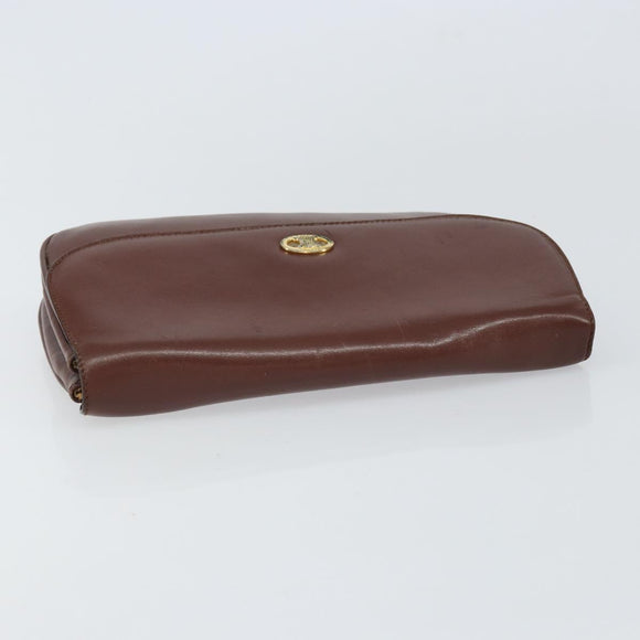 CELINE Shoulder Bag Leather Brown Gold Auth bs32155