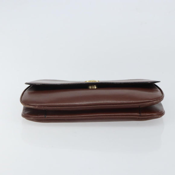 CELINE Shoulder Bag Leather Brown Gold Auth bs32155