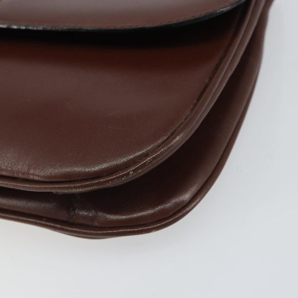 CELINE Shoulder Bag Leather Brown Gold Auth bs32155