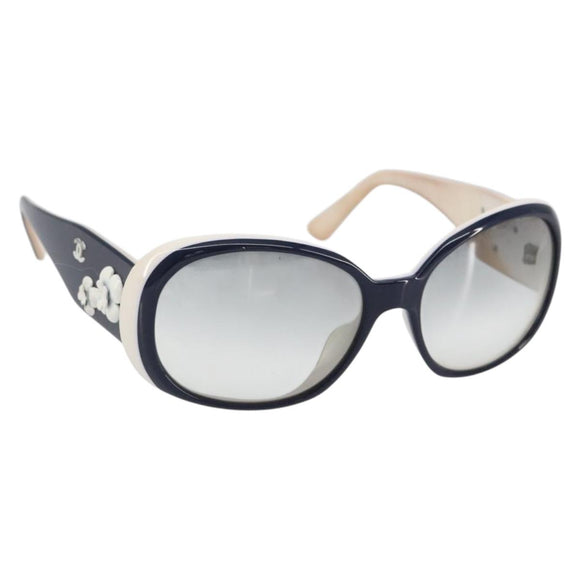 CHANEL Sunglasses plastic White CC Auth bs32159