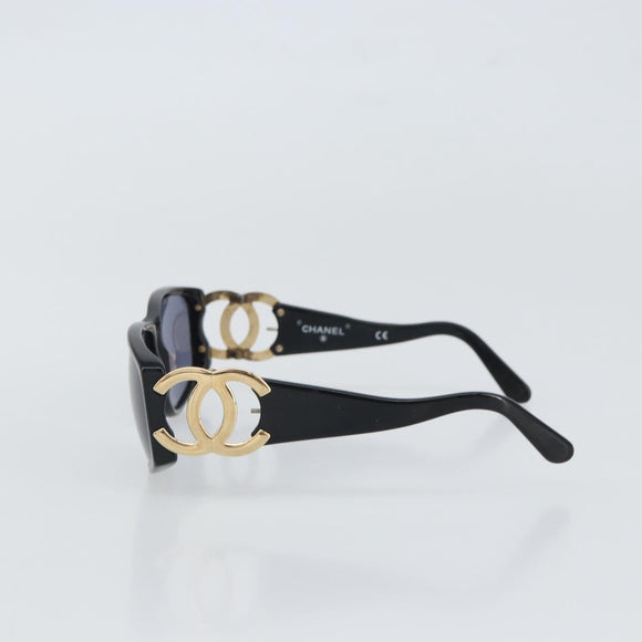 CHANEL Sunglasses plastic Black CC Auth bs32162