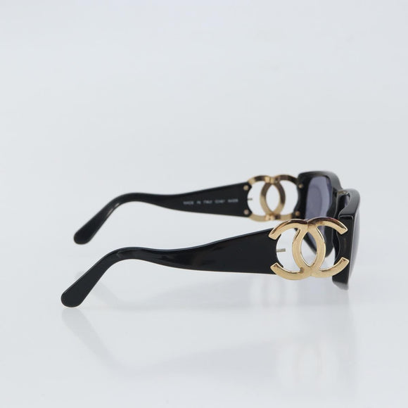 CHANEL Sunglasses plastic Black CC Auth bs32162