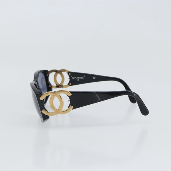 CHANEL Sunglasses plastic Black CC Auth bs32164
