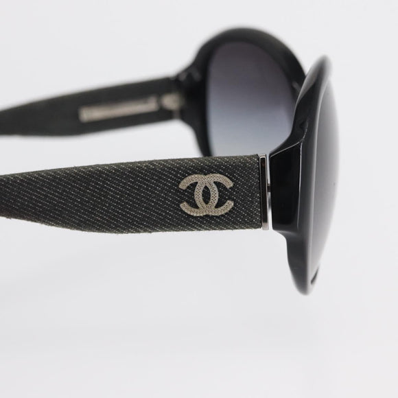 CHANEL Sunglasses plastic Black CC Auth bs32166