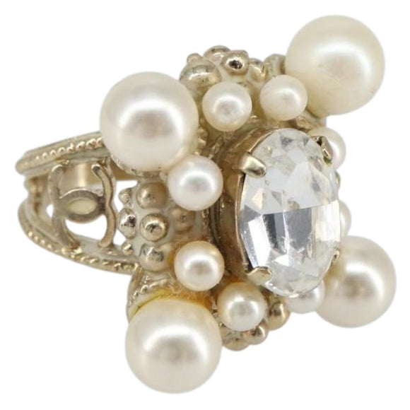 CHANEL Ring metal Gold CC Auth bs32167