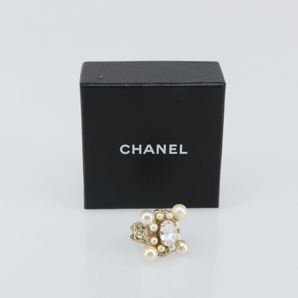 CHANEL Ring metal Gold CC Auth bs32167