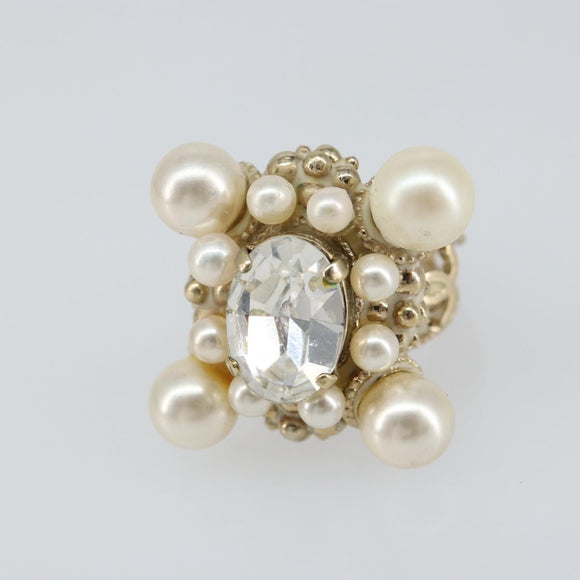 CHANEL Ring metal Gold CC Auth bs32167