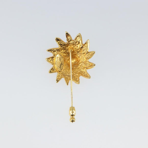 CHANEL Brooch metal Gold Tone CC Auth bs32169