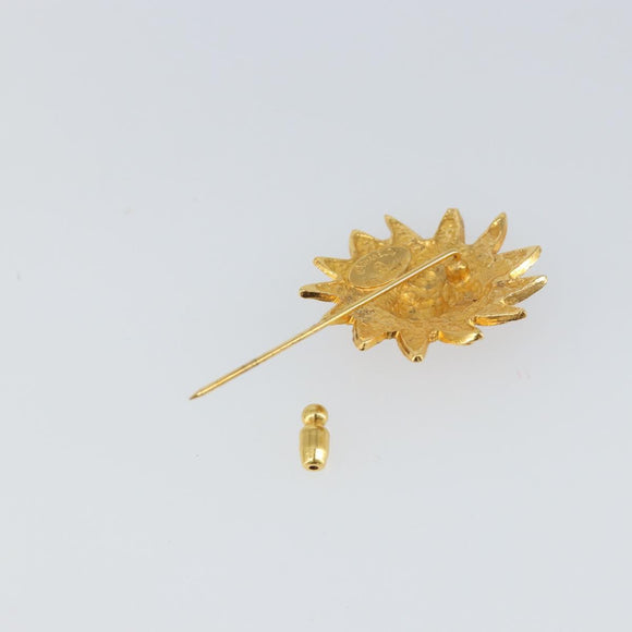 CHANEL Brooch metal Gold Tone CC Auth bs32169