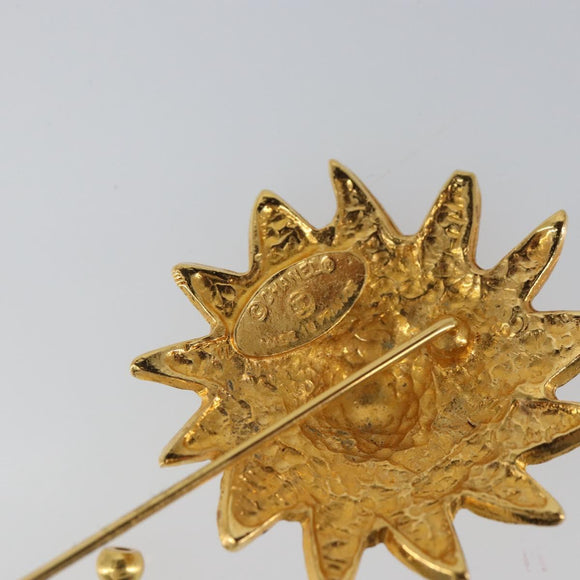 CHANEL Brooch metal Gold Tone CC Auth bs32169