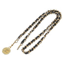 CHANEL Chain Belt metal Black Gold CC Auth bs32170-1