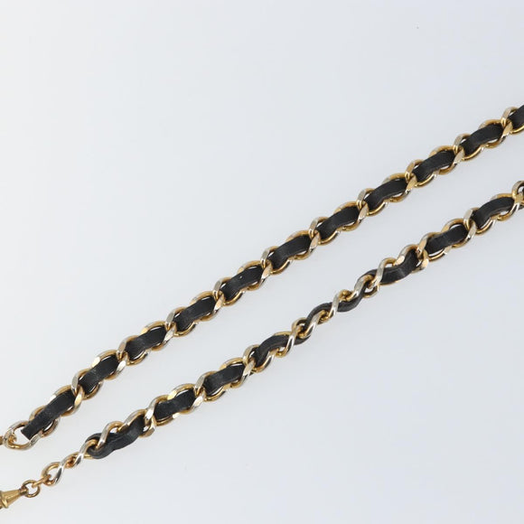 CHANEL Chain Belt metal Black Gold CC Auth bs32170