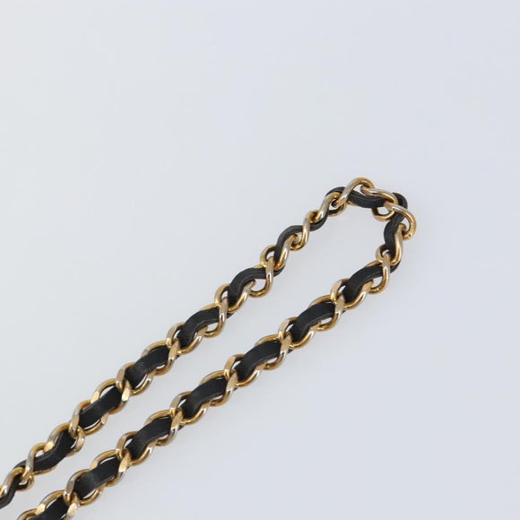 CHANEL Chain Belt metal Black Gold CC Auth bs32170