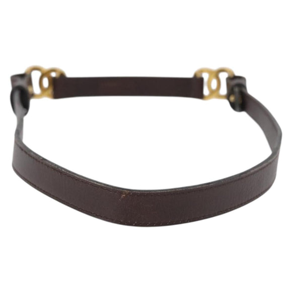 CHANEL Belt Leather 27.6"" Brown Gold CC Auth bs32171
