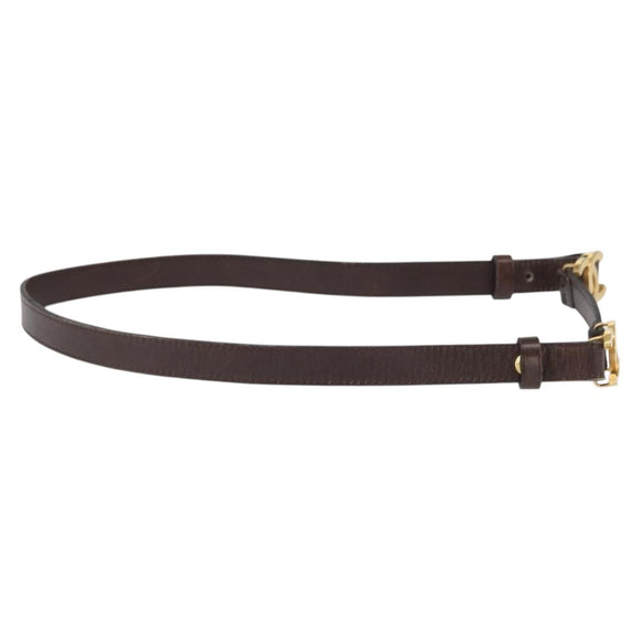 CHANEL Belt Leather 27.6"" Brown Gold CC Auth bs32171