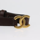 CHANEL Belt Leather 27.6"" Brown Gold CC Auth bs32171-6