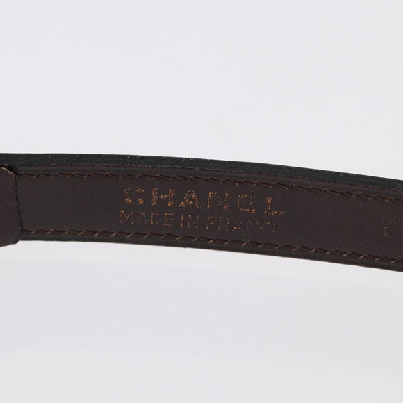 CHANEL Belt Leather 27.6"" Brown Gold CC Auth bs32171