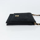 CHANEL Mademoiselle Chain Shoulder Bag Velor Black Gold CC Auth bs32175-3