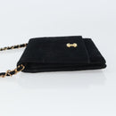 CHANEL Mademoiselle Chain Shoulder Bag Velor Black Gold CC Auth bs32175-4