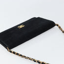 CHANEL Mademoiselle Chain Shoulder Bag Velor Black Gold CC Auth bs32175-6