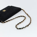 CHANEL Mademoiselle Chain Shoulder Bag Velor Black Gold CC Auth bs32175-7