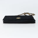 CHANEL Mademoiselle Chain Shoulder Bag Velor Black Gold CC Auth bs32175-5