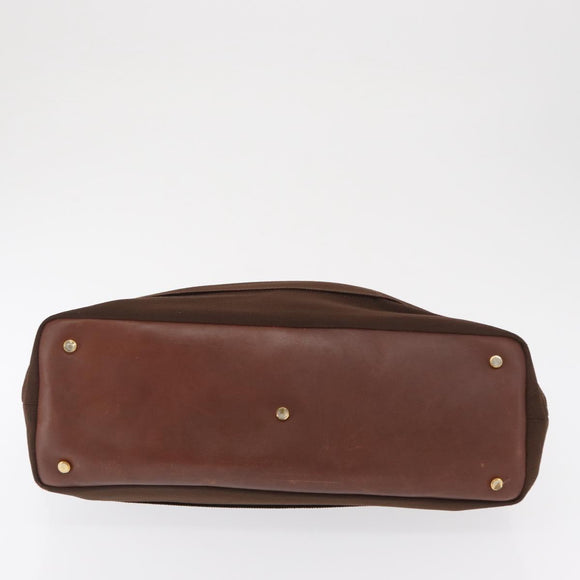 Salvatore Ferragamo Vala Tote Bag Canvas Brown Gold Auth bs32177