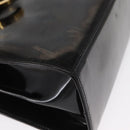 Salvatore Ferragamo Gancini Hand Bag Patent leather 2way Black Gold Auth bs32178-12