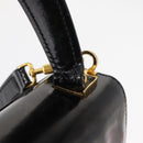 Salvatore Ferragamo Gancini Hand Bag Patent leather 2way Black Gold Auth bs32178-17
