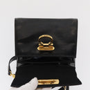 Salvatore Ferragamo Gancini Hand Bag Patent leather 2way Black Gold Auth bs32178-19