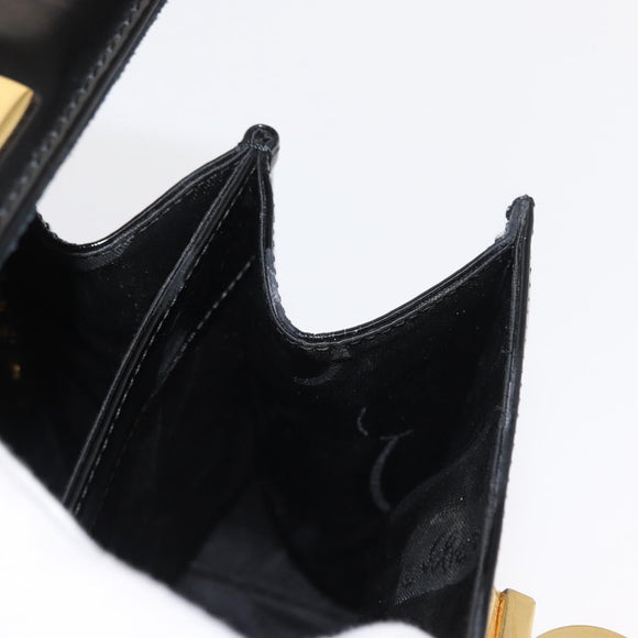 Salvatore Ferragamo Gancini Hand Bag Patent leather 2way Black Gold Auth bs32178