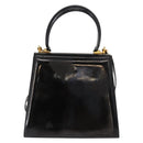 Salvatore Ferragamo Gancini Hand Bag Patent leather 2way Black Gold Auth bs32178-3