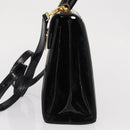Salvatore Ferragamo Gancini Hand Bag Patent leather 2way Black Gold Auth bs32178-4