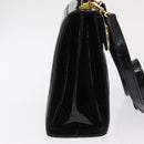 Salvatore Ferragamo Gancini Hand Bag Patent leather 2way Black Gold Auth bs32178-5