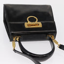 Salvatore Ferragamo Gancini Hand Bag Patent leather 2way Black Gold Auth bs32178-6