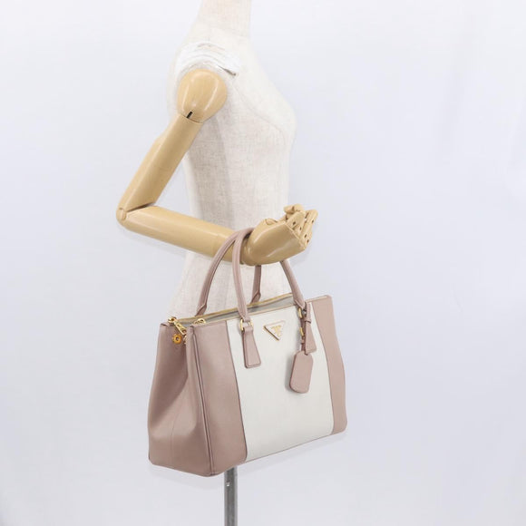 PRADA Galleria Hand Bag Safiano leather Pink Gold Auth bs32179