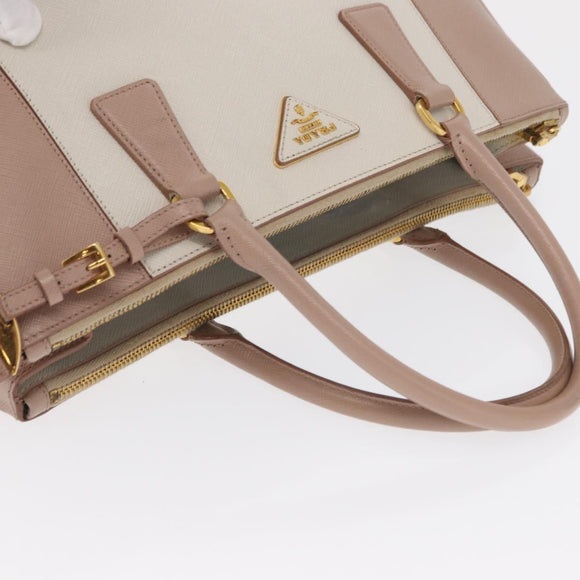 PRADA Galleria Hand Bag Safiano leather Pink Gold Auth bs32179