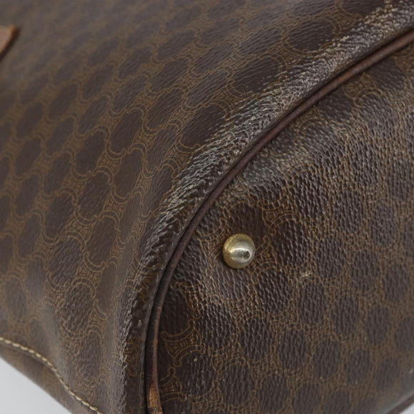 CELINE Macadam Canvas Tragetasche PVC Leder Braun Gold Auth bs32180