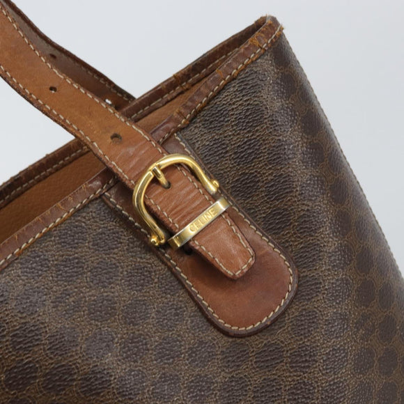 CELINE Macadam Canvas Tragetasche PVC Leder Braun Gold Auth bs32180