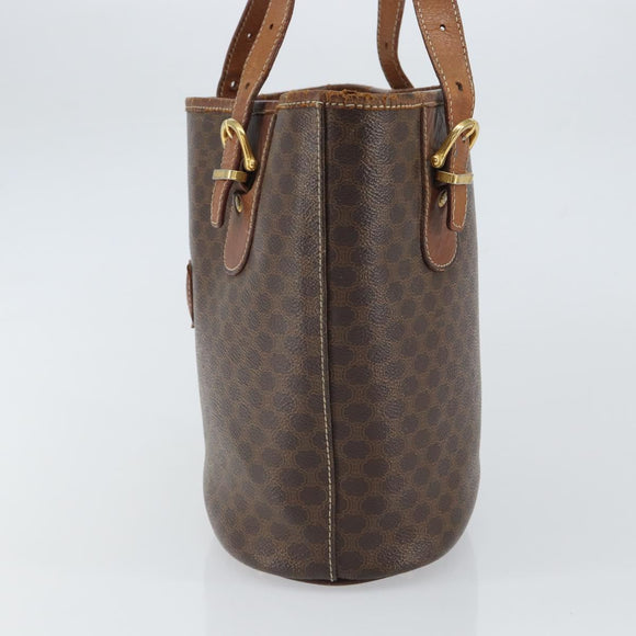 CELINE Macadam Canvas Tragetasche PVC Leder Braun Gold Auth bs32180