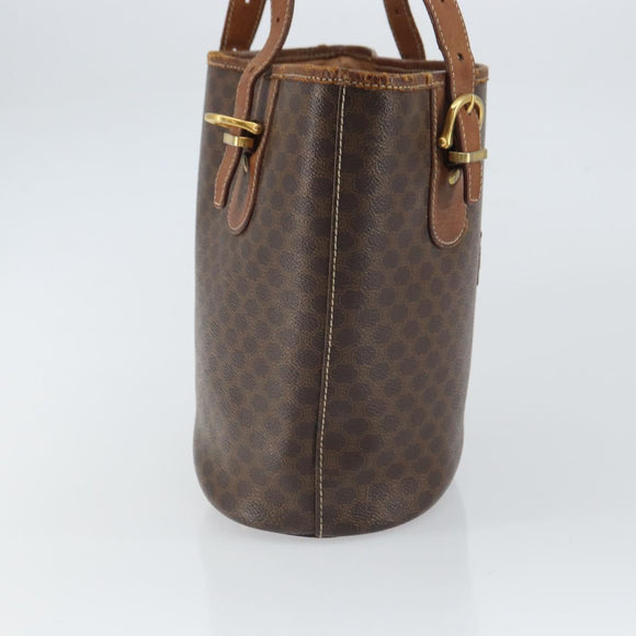 CELINE Macadam Canvas Tragetasche PVC Leder Braun Gold Auth bs32180