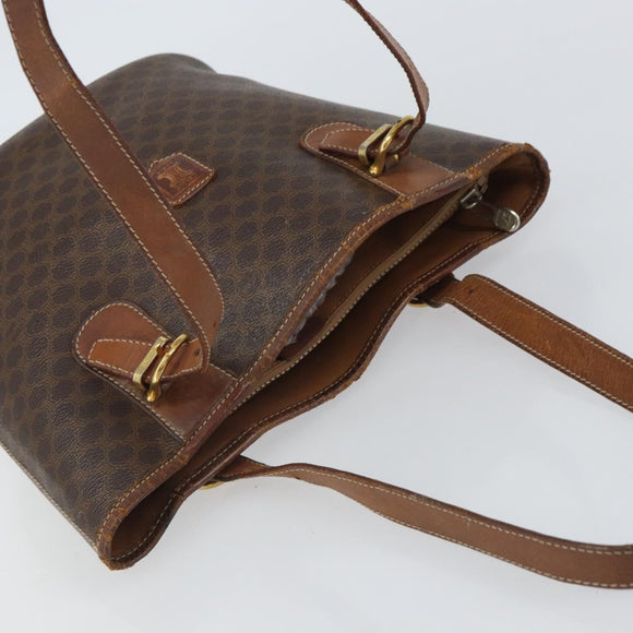 CELINE Macadam Canvas Tragetasche PVC Leder Braun Gold Auth bs32180