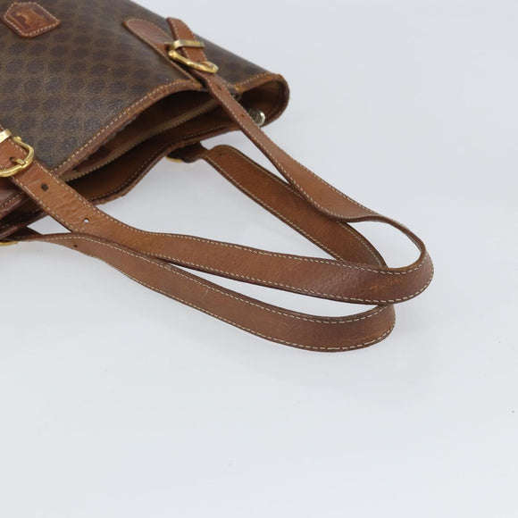 CELINE Macadam Canvas Tragetasche PVC Leder Braun Gold Auth bs32180